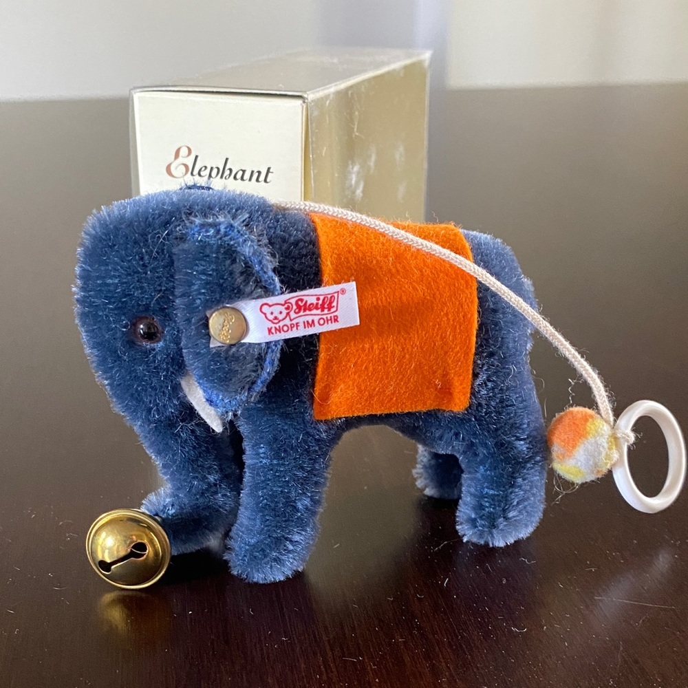 Steiff Blue Elephant with Orange Blanket